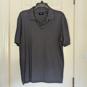 Haggar Men Shirt Short-sleeve Knit Button Neck Pullover Blue Pattern, Size S